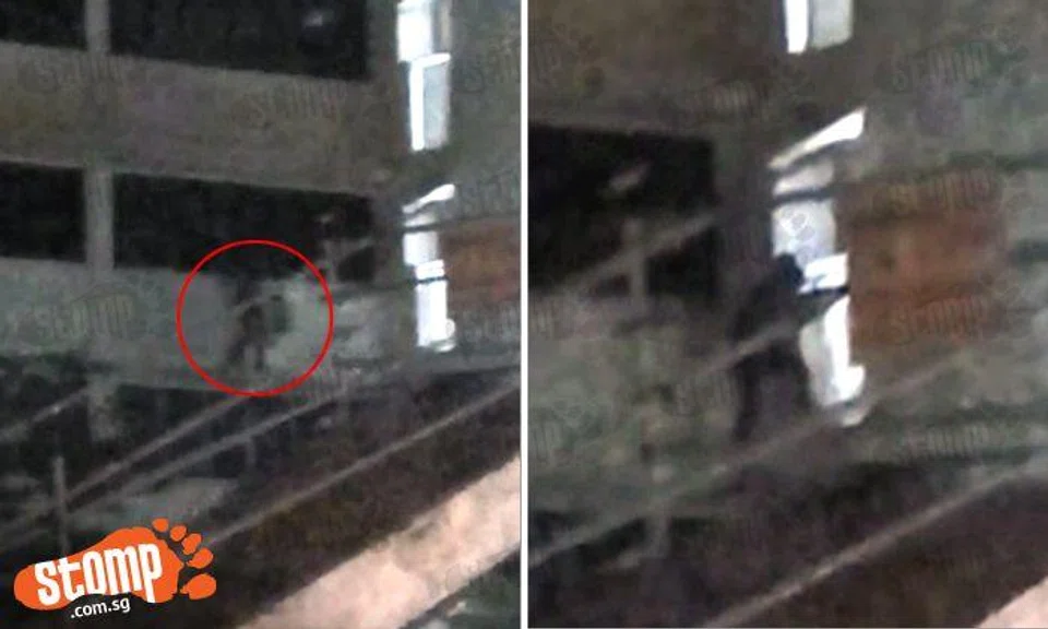 Construction staffer takes photo of crane, only to spot man walking on ledge of block at Braddell Road