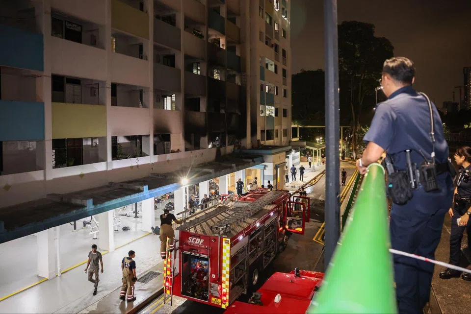 SCDF and Singapore Police Force personnel at Block 173 Lorong 1 Toa Payoh on July 22.