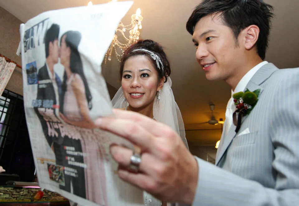 Michelle Chia and Shaun Chen on their wedding day