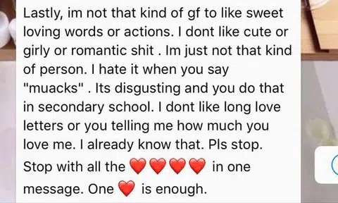 S'pore girl sends brutal texts telling BF to 'man up' and says he makes her IQ drop