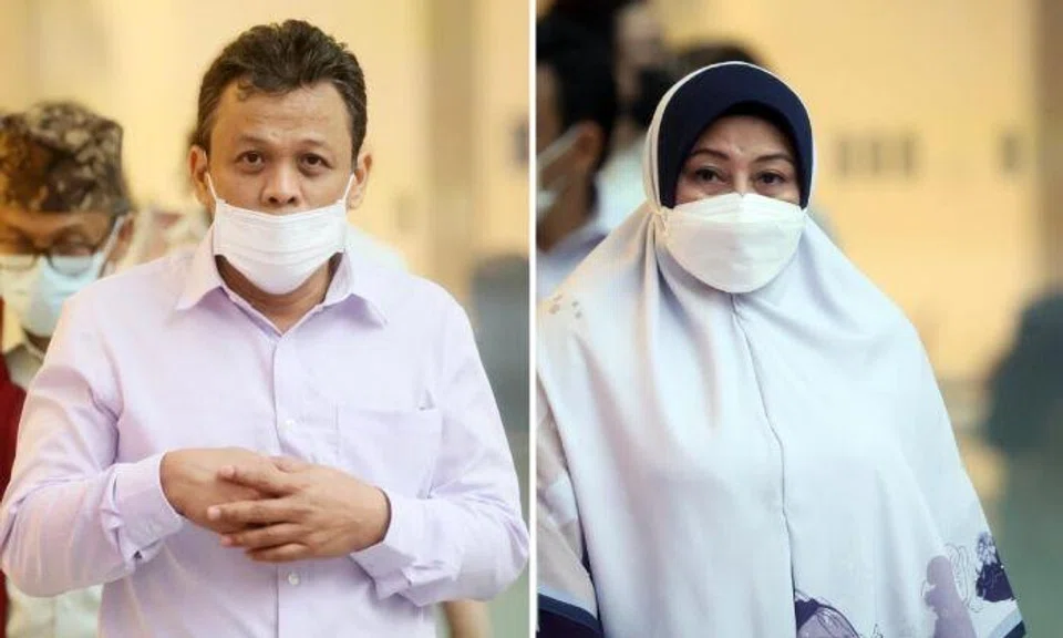 Mohamad Hisham Mohd Idris and his wife, Nurnavi Janti Imam Makruf were the first to participate in and promote the illegal Galaxy Trio referral programme after bringing it to Singapore in 2013. Photos: The Straits Times