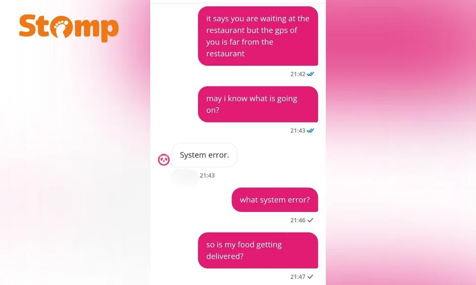 Foodpanda order delayed 2 hours, rider tracker questioned