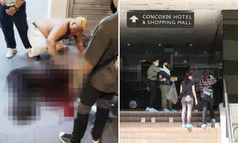 A 29-year-old man has died following a fight in Orchard Road on Sunday morning that saw 14 people arrested. Photos: Shin Min Daily News
