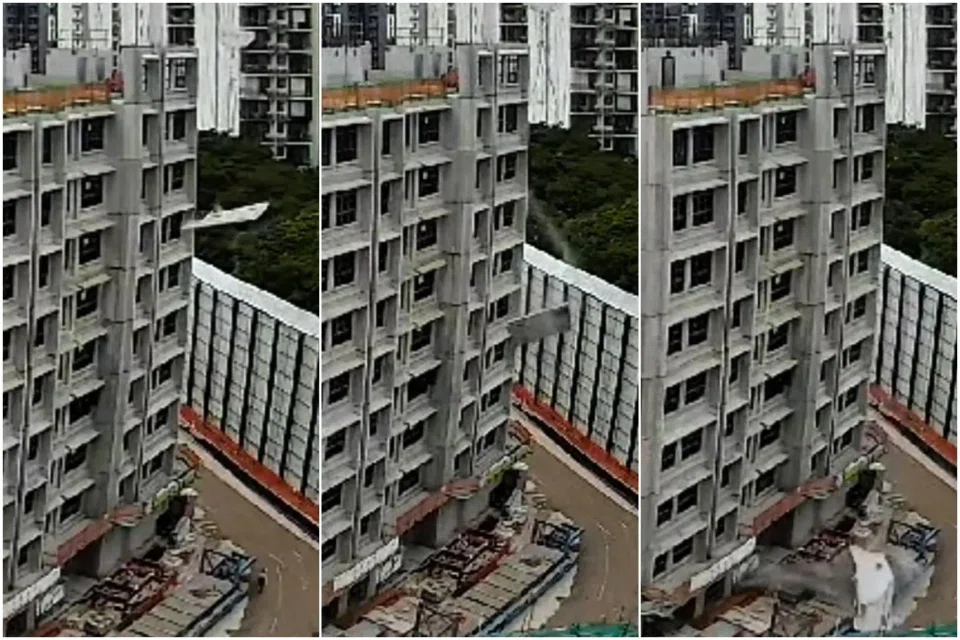 The slab dislodged while being lifted at the Bedok South Blossoms BTO project site, and landed on the trailer it was being lifted from.