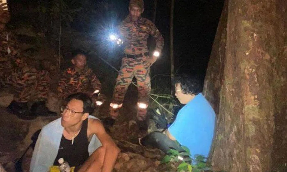 The two Singaporeans were found close to the trekking path at Mount Mat Cincang, Langkawi's second-highest peak. PHOTO: BOMBA PADANG MATSIRAT/FACEBOOK