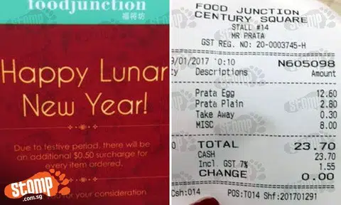 Anyhow ask people to pay $1 surcharge, still can say 'Happy New Year'?