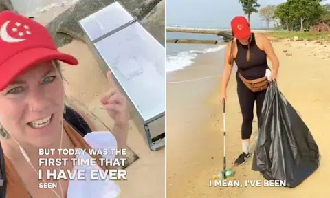 jennifer lee tourist singapore beach clean