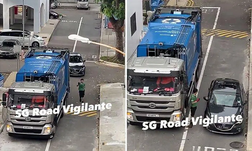 Impatient driver 'wakes up the whole neighbourhood' after honking at recycling truck at Sims Avenue