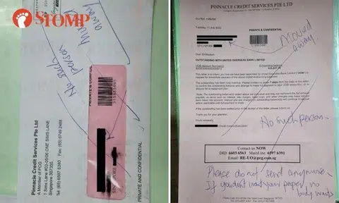 Stomper Ng shared a copy of a letter from Pinnacle Credit Service, which said that the company had been appointed by United Overseas Bank (UOB) to request payment for an outstanding balance of $33,872.26.
