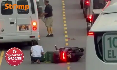 Accident involving motorcycle, car, minibus in Sengkang