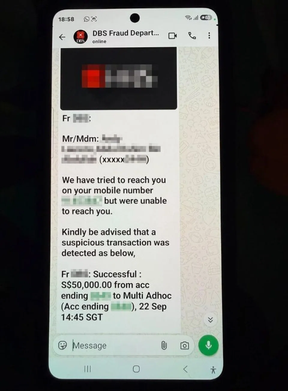 ‘I won’t let you contact DBS’: 70-year-old man’s phone controlled remotely by scammers