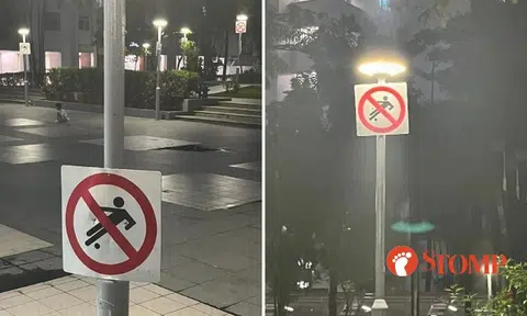 Kids play in Punggol area with 'no football' signs, ball allegedly hits head of elderly woman sitting on bench