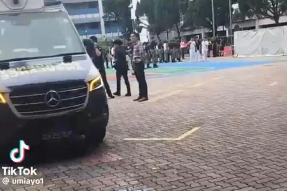 An ambulance seen at Yuying Secondary School on July 31.