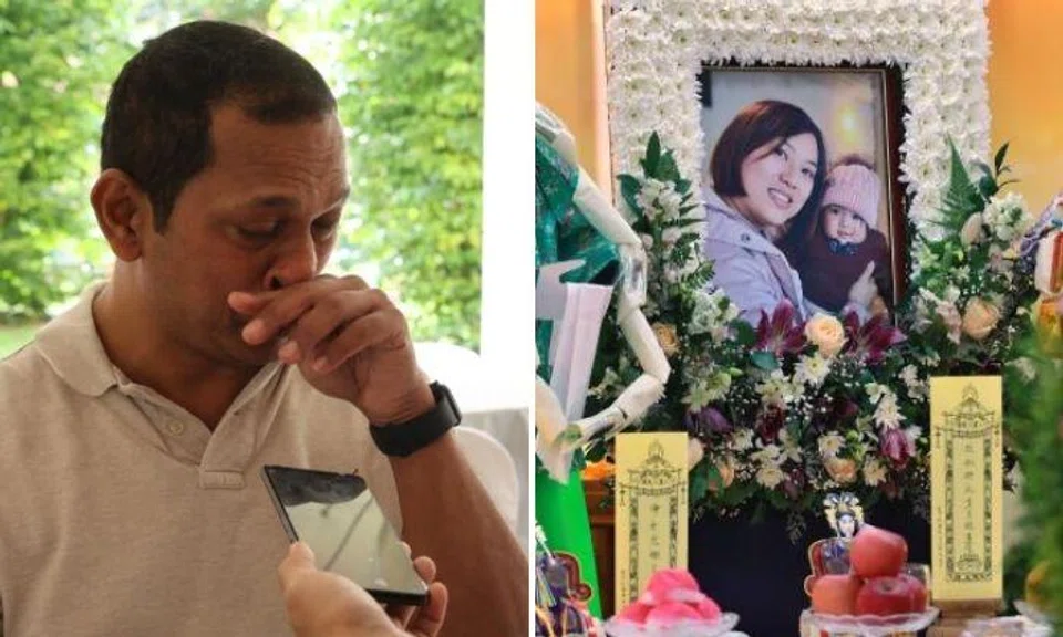 The last thing Mr Karthik Balasubramanian heard before he passed out was his wife, Ms Lin Xiuyue, screaming. Photos: Shin Min Daily News