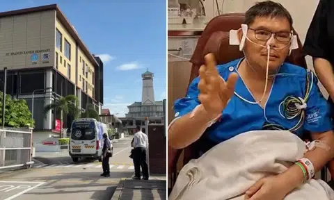 St Joseph's Church has been evacuated, Father Christoper Lee was stabbed in the mouth in November 2024