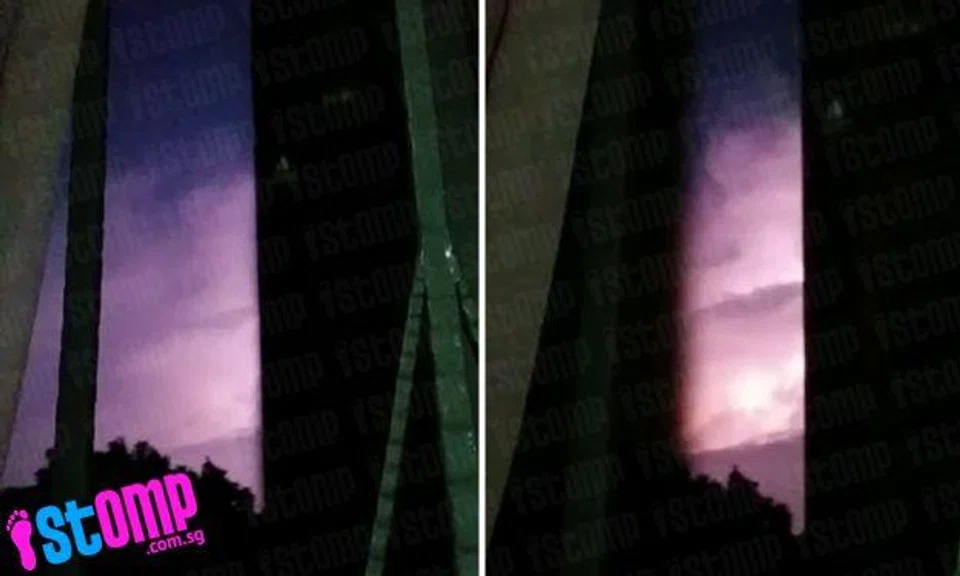 What are these weird flashes of purple light in the sky at Choa Chu Kang North 6?