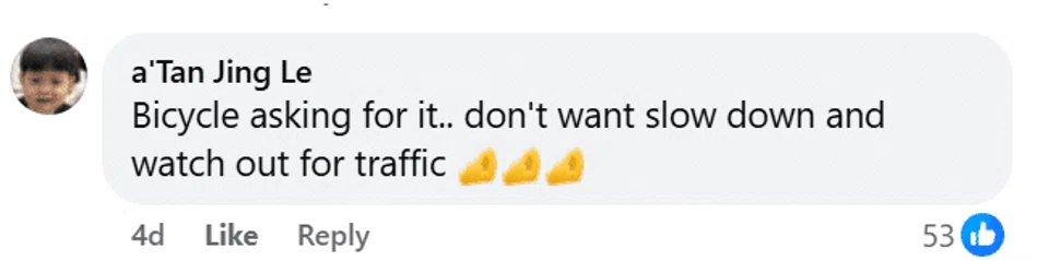 netizens say cyclist deserved it