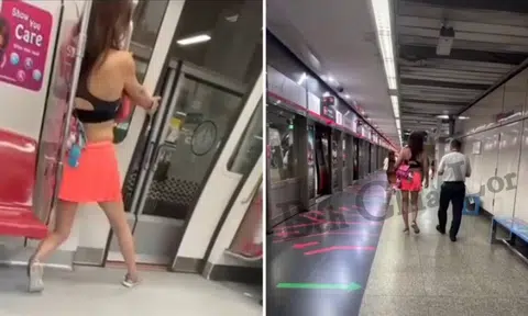 'Male commuter in dress' forcefully prevents train door from closing at MRT station in another video