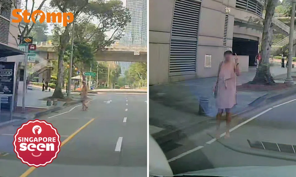 Pedestrian flashes middle finger at driver after ‘failed jaywalking attempt’ in Dhoby Ghaut