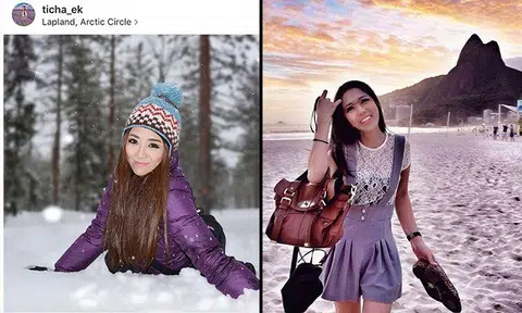 Thai air stewardess allegedly photoshops herself into exotic travel destinations