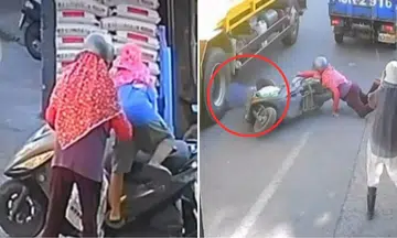7 year old boy in taiwan crushed by garbage truck accelerate scooter grandma accident
