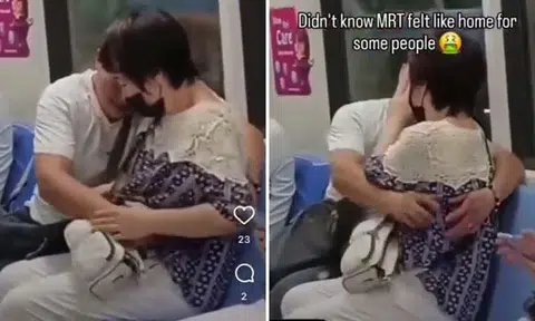 Couple draws flak for making themselves too at home on MRT train