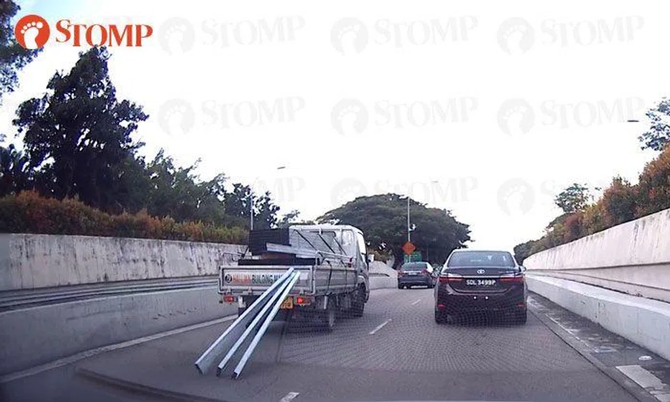 Yikes! Metal beams fall from moving lorry along Airport Road