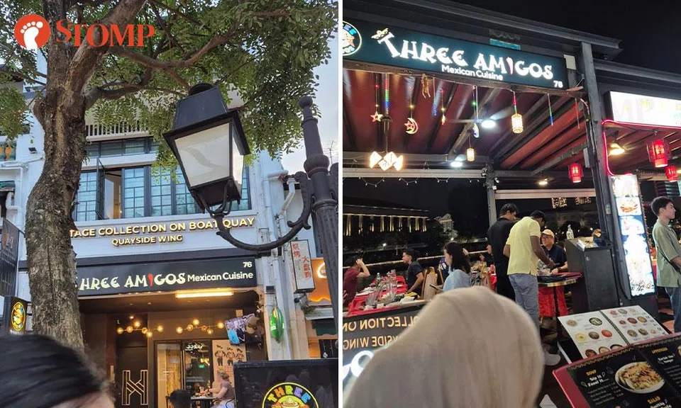 boat quay restaurnat three amigos minimum spend policy $400 national day 