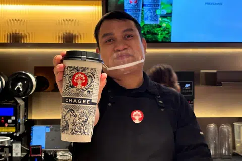 Mr Salahuddin is a Deaf barista at Chagee's first signing store in South-east Asia.