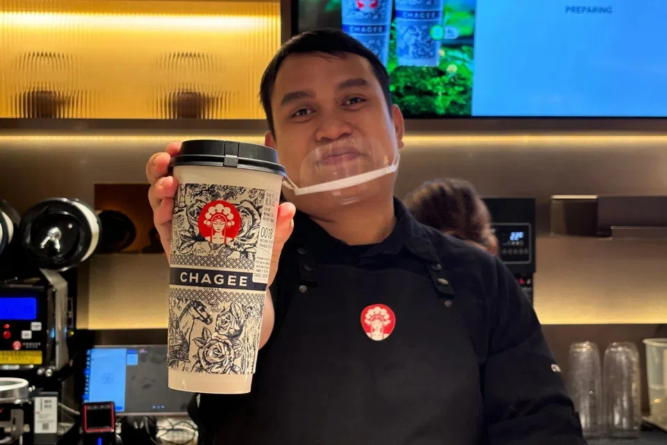 Mr Salahuddin is a Deaf barista at Chagee's first signing store in South-east Asia.