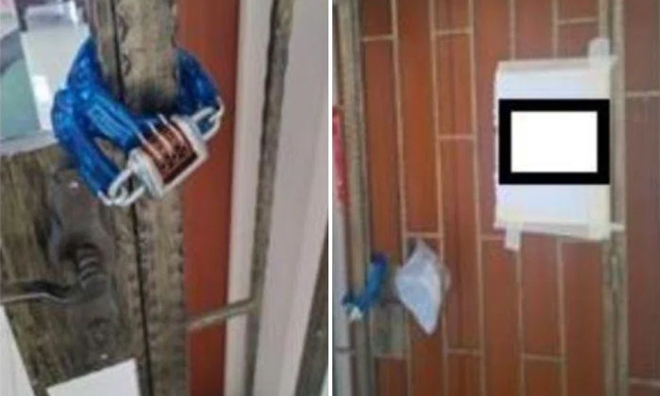 Gate secured with bicycle lock and debtor's note left at Punggol flat, man arrested within 6 hours
