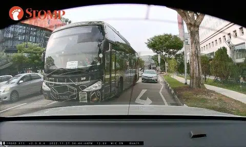 Stomper Loius shared dash cam videos of the incident at Tampines Avenue 5, which happened on Nov 27 at 2.44pm.