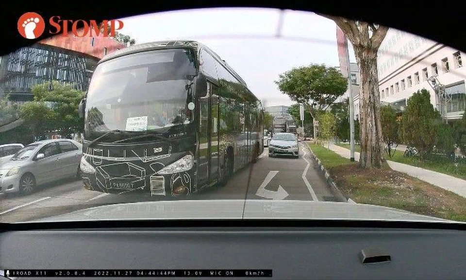Stomper Loius shared dash cam videos of the incident at Tampines Avenue 5, which happened on Nov 27 at 2.44pm.