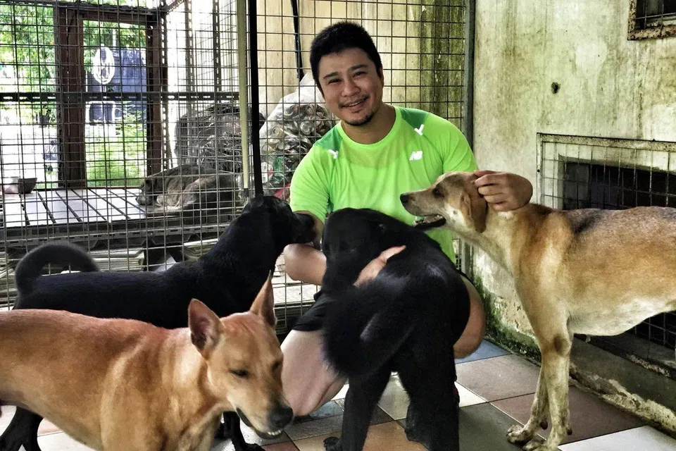 Dr Siew shared that he would spend his time before and after work at the dog shelter to take care of the dogs.