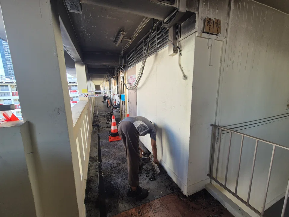 SCDF said it had to force entry to the unit, and the fire, which was in the living room, was extinguished with a water jet.