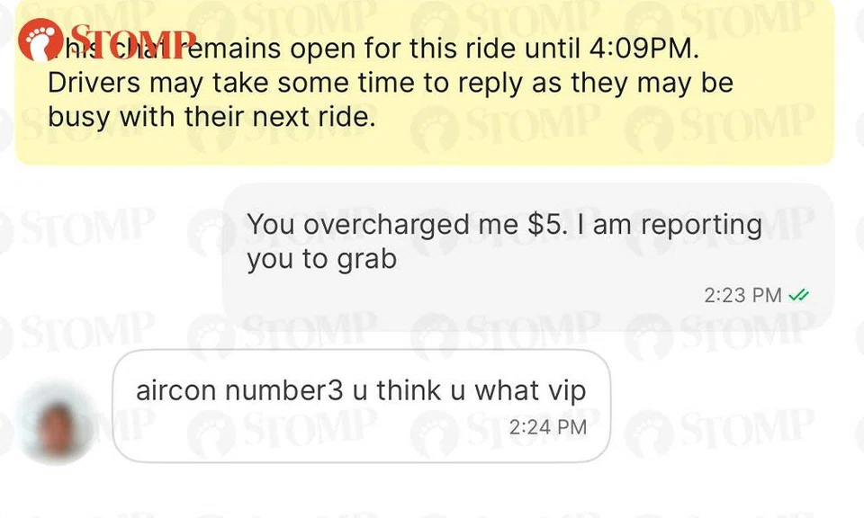 Grab driver charges customer $5 for turning up air-con
