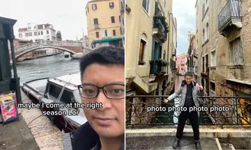 The 64-second video shows scenes of Milan and Venice, and some of the dishes he ate 