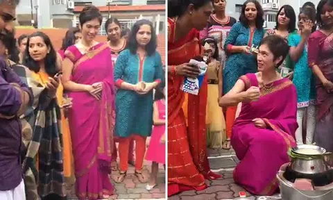 Senior Minister of State Josephine Teo celebrates Pongal in Bishan Heights