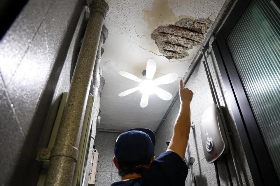 Ms Ho said that she has dealt with cracks and peeling paint for more than a decade, but this is the first time the concrete has fallen off. 