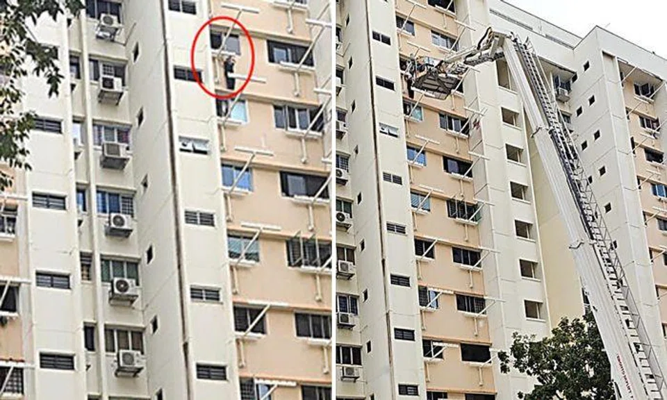 Maid steps out to clean window, ends up stuck on 10th-storey ledge of Tampines block