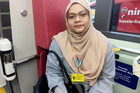 Ms Ratnah Hafizah, who has multiple sclerosis, said carrying a May I Have a Seat Please card has given her confidence to take a priority seat on a bus without the fear of being judged by others.