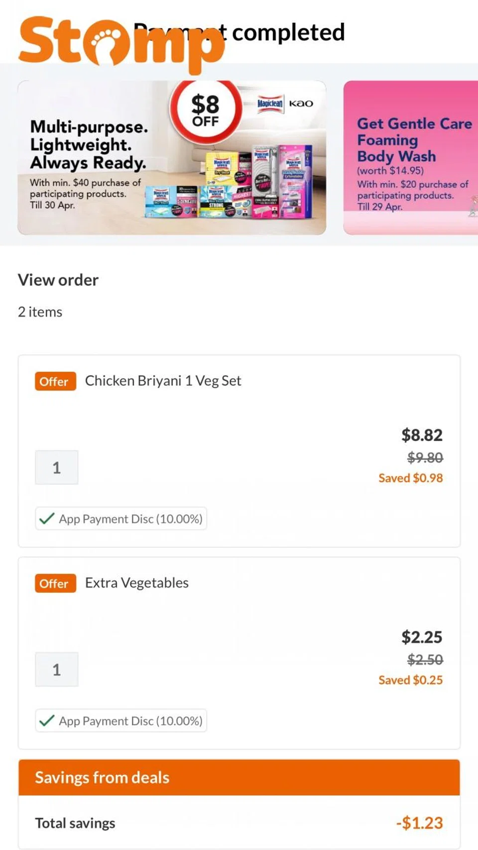 Diner got 10 per cent off as he used the FairPrice Group app to make payment.
