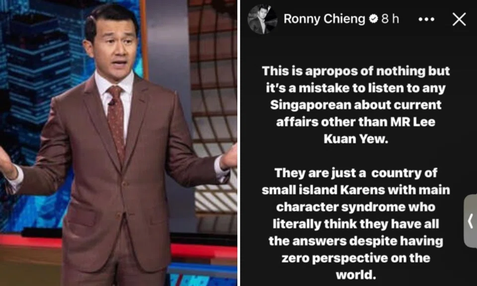 Malaysian comedian Ronny Chieng caused a stir online with a not-so-positive social media post about Singapore last week.