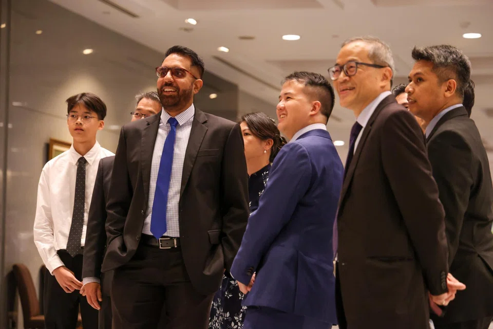 (From left) Leader of the Opposition Pritam Singh and his fellow WP MPs Andre Low, Dennis Tan, Abdul Muhaimin Abdul Malik at Parliament House on Sept 5.