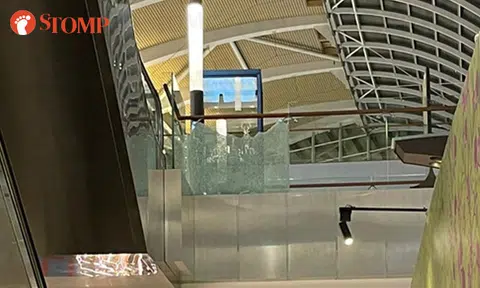 Glass panel shatters and nearly hits passers-by at MBS