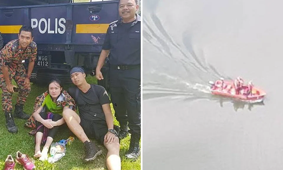 Both Mr Tan (second from right) and Ms Lum Jie (second from right)  were rescued on Thursday. Photo: Facebook