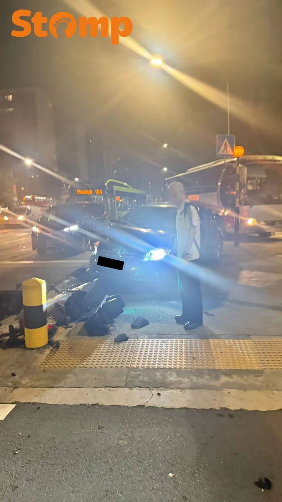 Driver missing after car mounts kerb in Sengkang accident