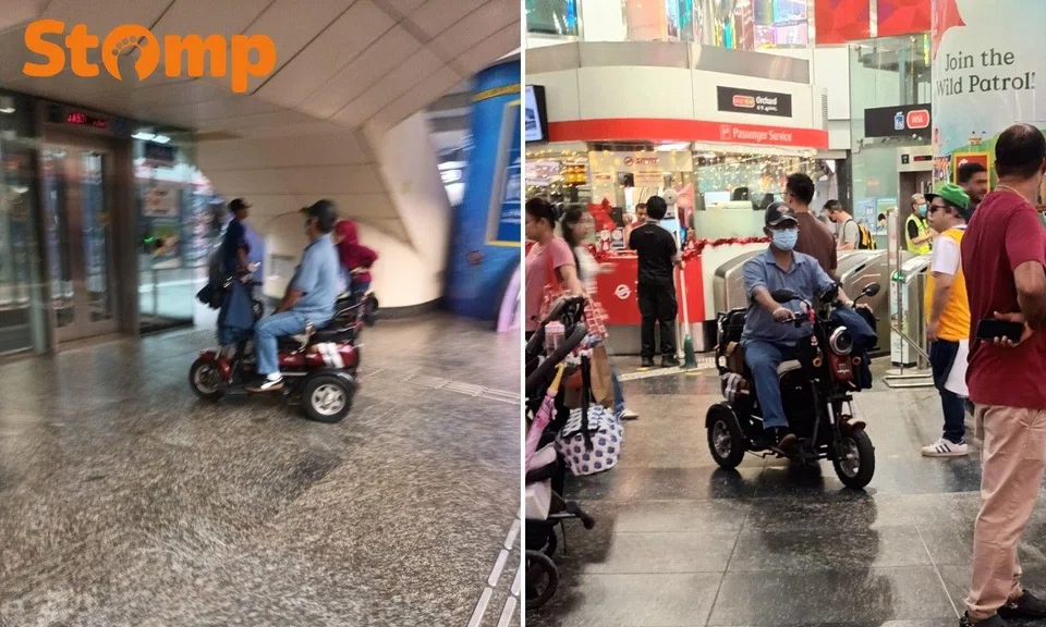 Mobility scooter at Orcahrd MRT station