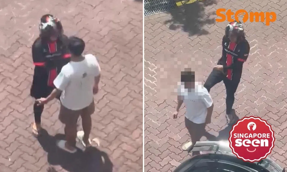 Driver and motorcyclist get into heated fight over bike parked near bin at Segar Road