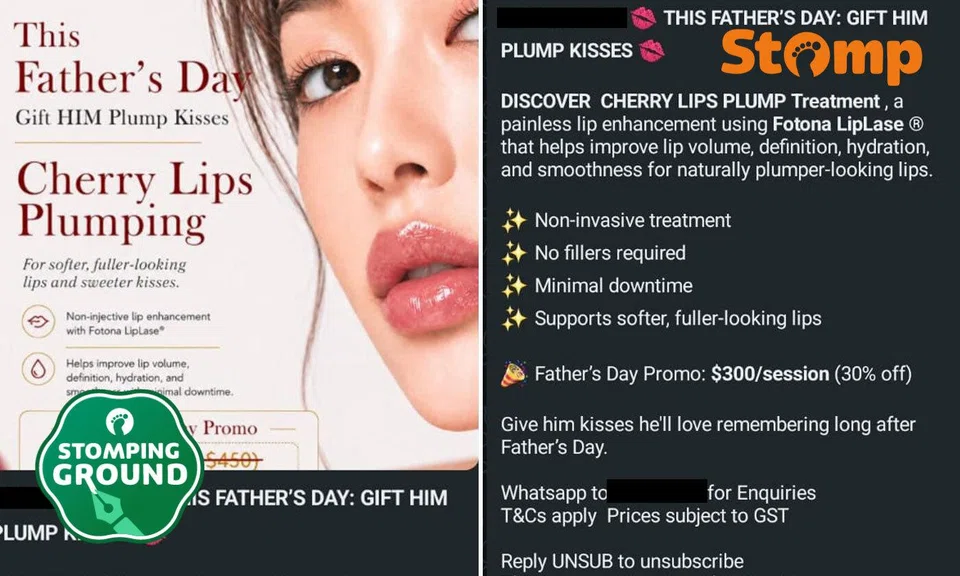 Stomper slams clinic’s cringey Father’s Day ad about ‘plump kisses’